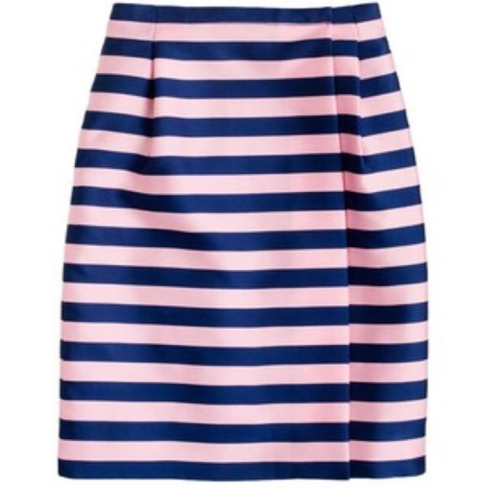 J. Crew Silk Blend Striped Pencil Wrap Skirt